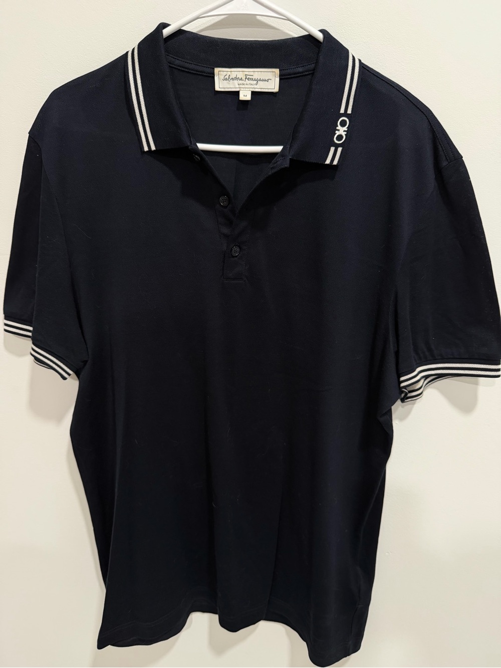 Salvatore Ferragamo Black Polo with White Contrast Trim